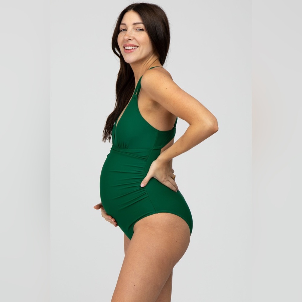Pinkblush TEAL one piece maternity bathing suit swim suit nwt - Picture 2 of 5